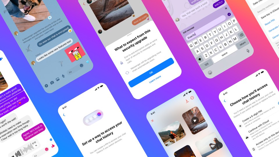 Collage of phone screens showing Messenger chats