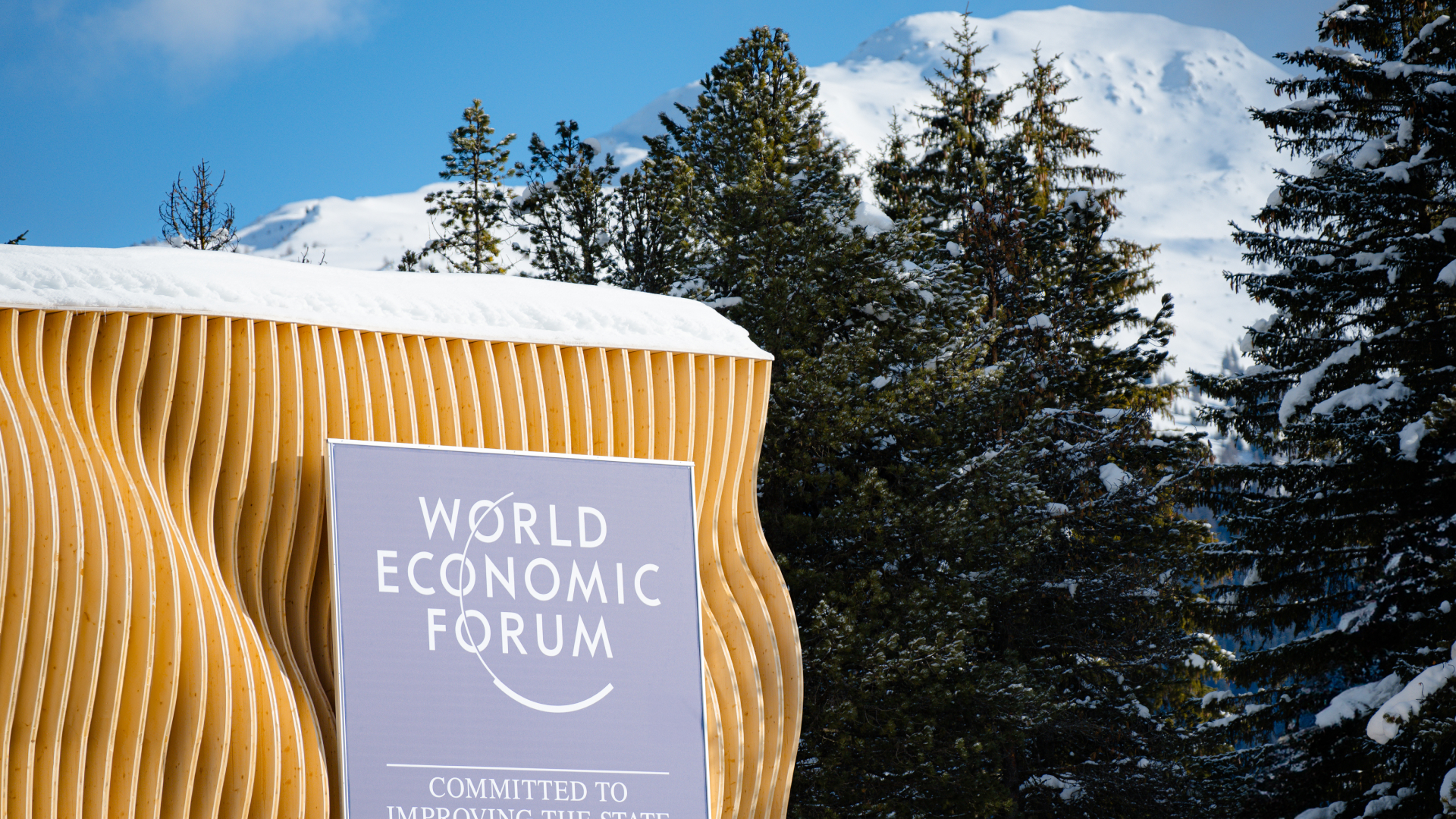 A picture of a sign at the World Economic Forum.