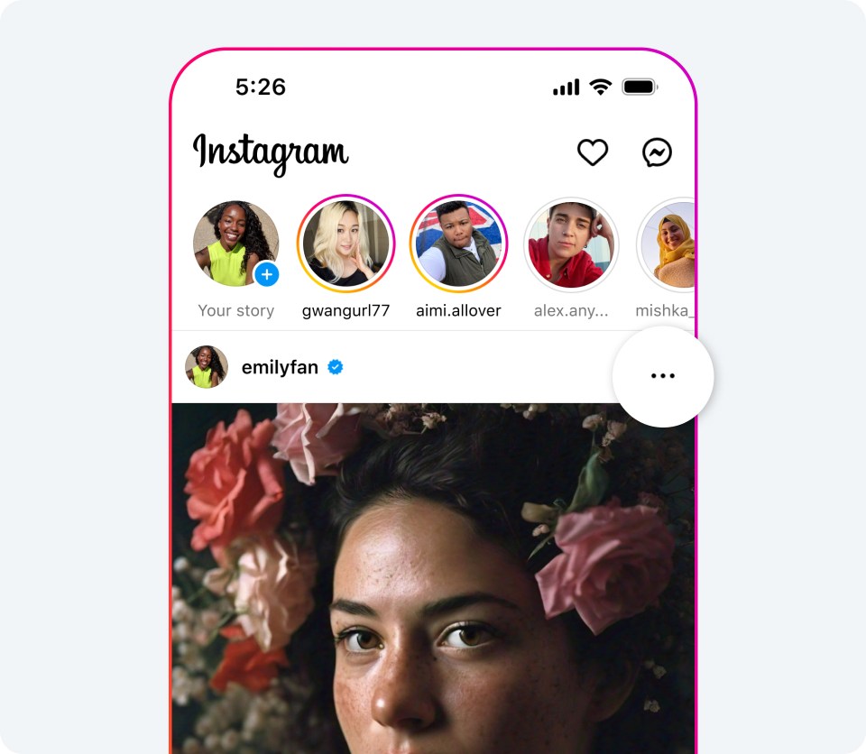 Phone screen showing image of a woman posted on Instagram