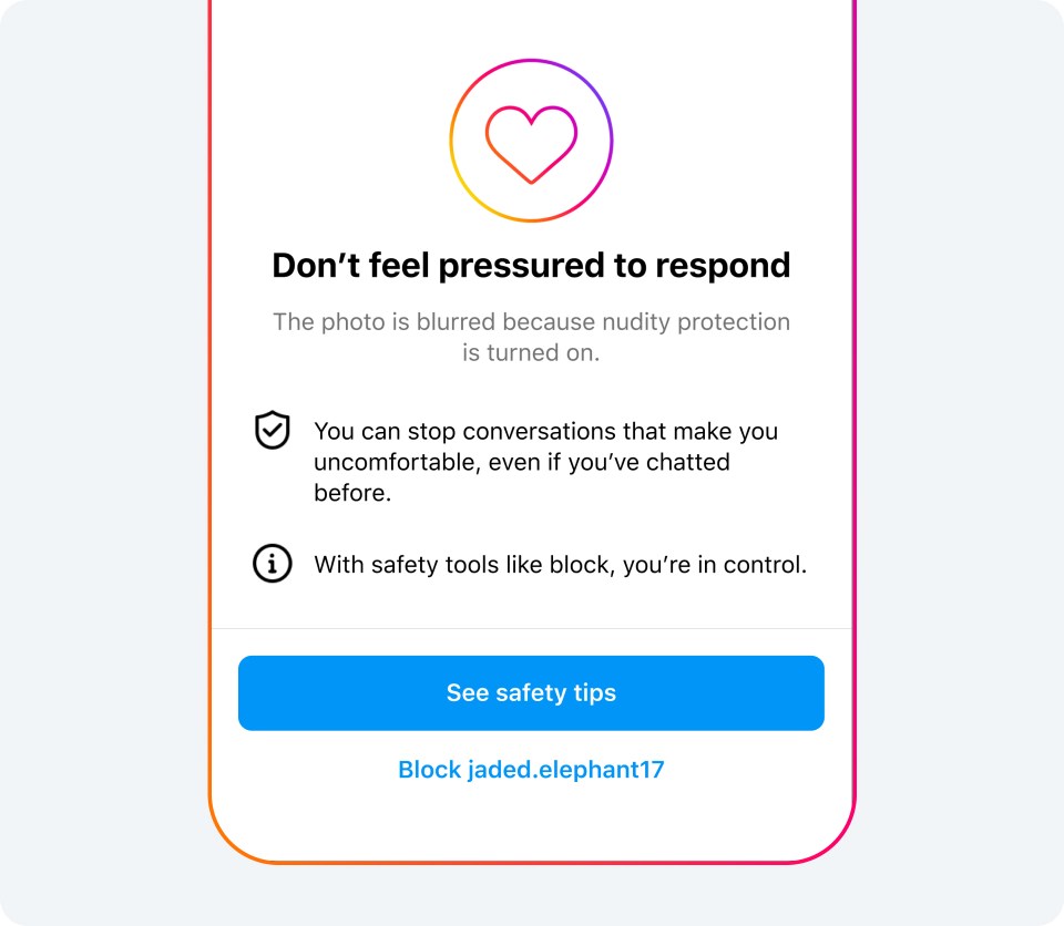 A phone screen with a pop-up window saying to not feel pressured to respond.