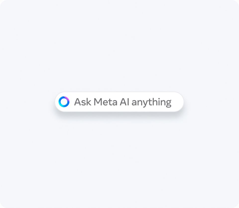 Animation showing Meta AI in search across Meta's apps