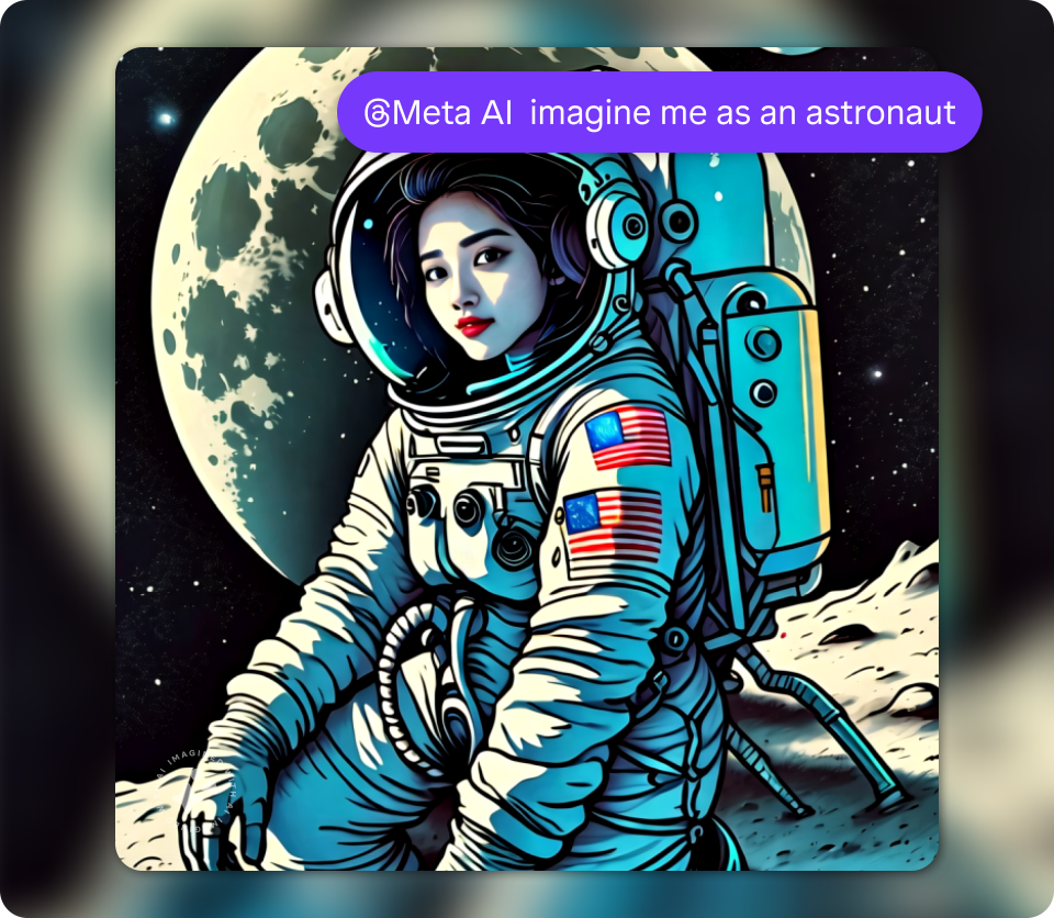 Image of a woman in an astronaut suit in space, generated using the Meta AI prompt "imagine me as an astronaut"