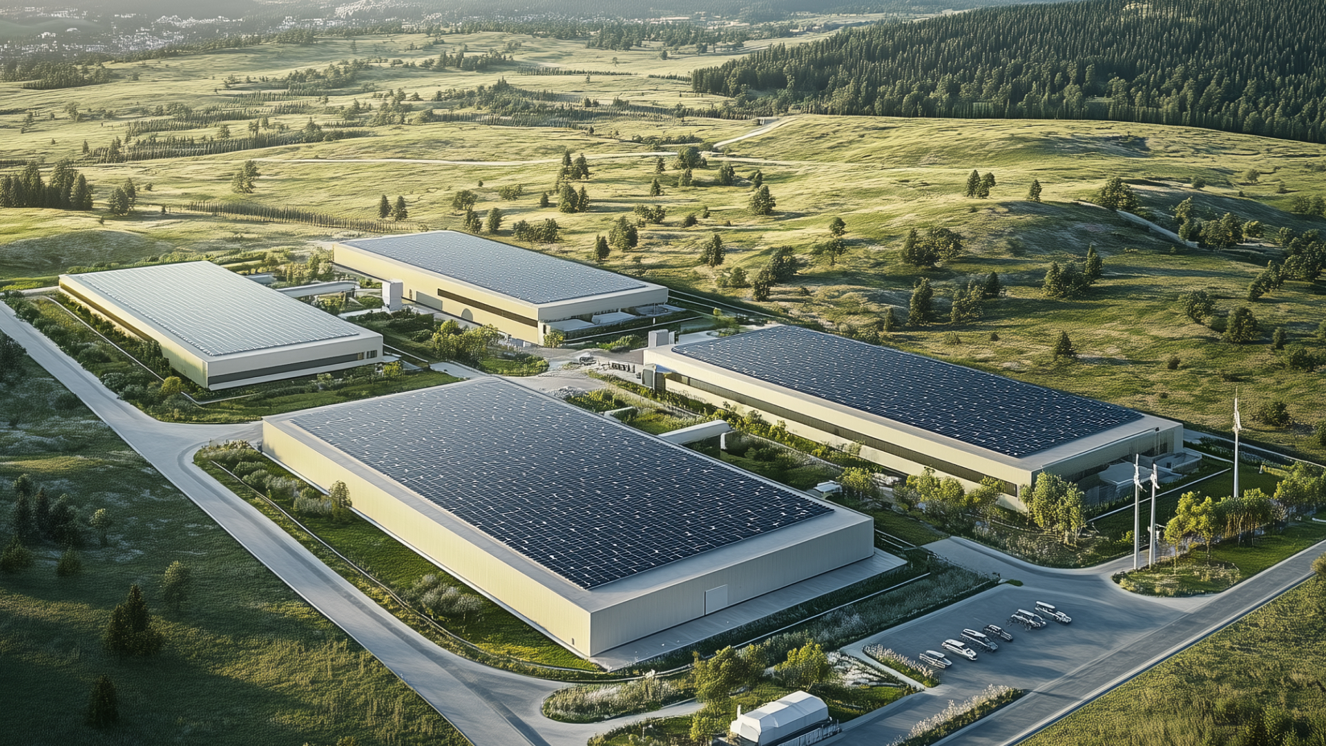 Aerial view of data centers