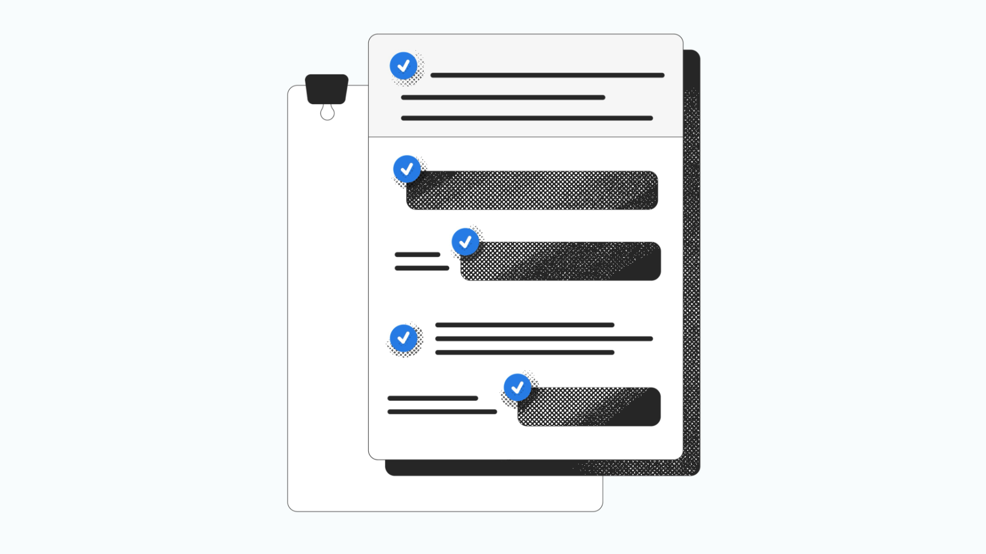 Black and white illustration of a report