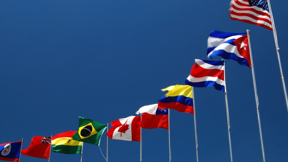 Picture showing the flags of several countries