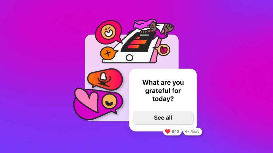 Colorful illustration with an example of a conversation prompt