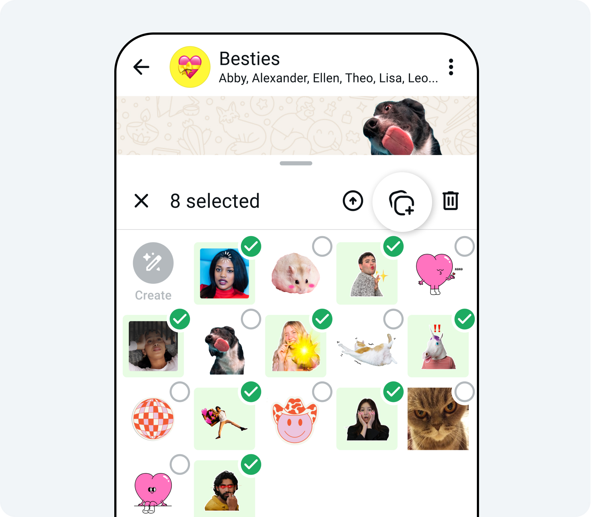Adding stickers to a chat&#039;s sticker pack