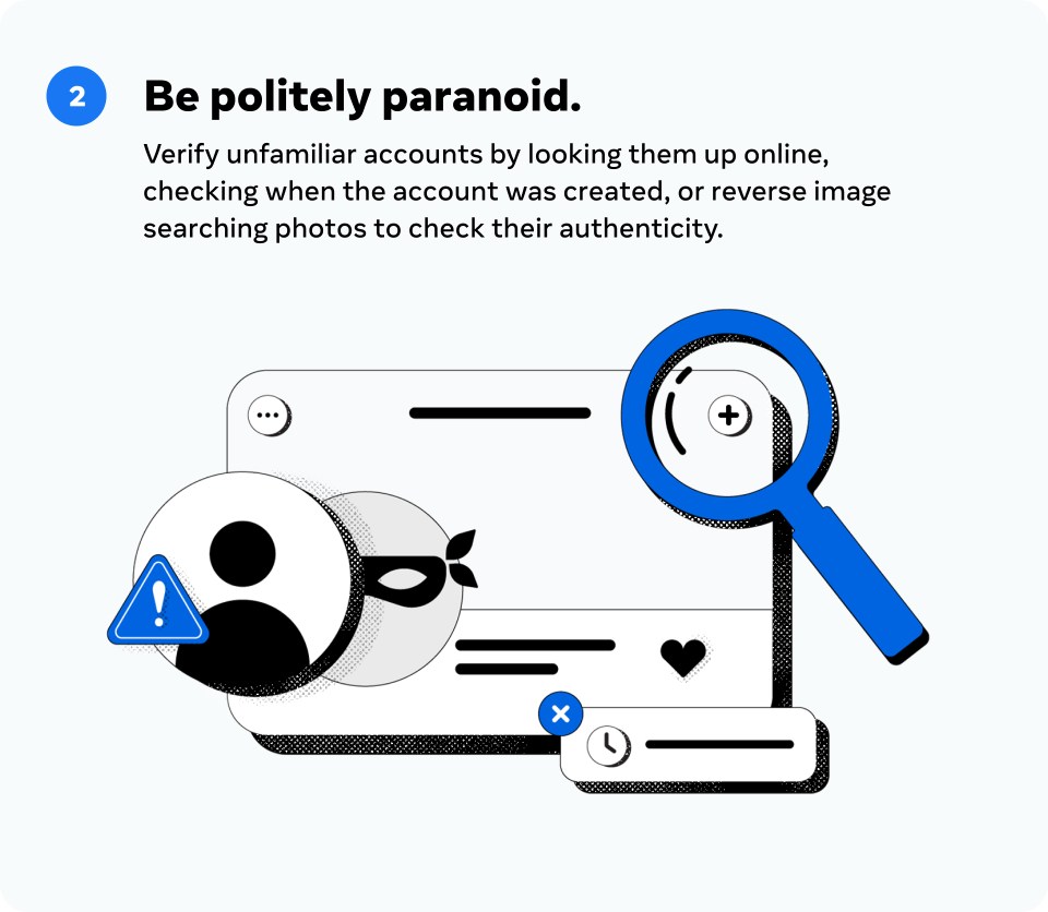 A graphic advising people to be politely paranoid of unsolicited messages.