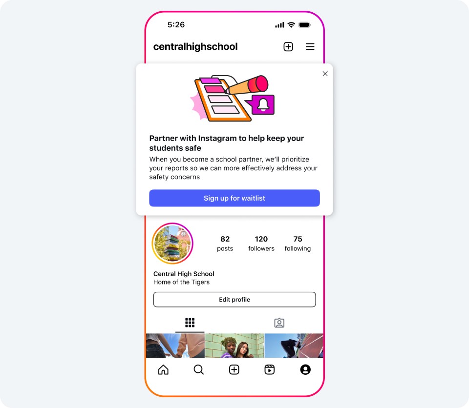 UI showing how to sign up for IG Schools Partnership Program