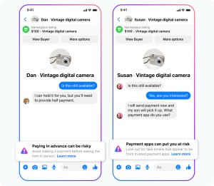 Image showing in-chat warning in Messenger