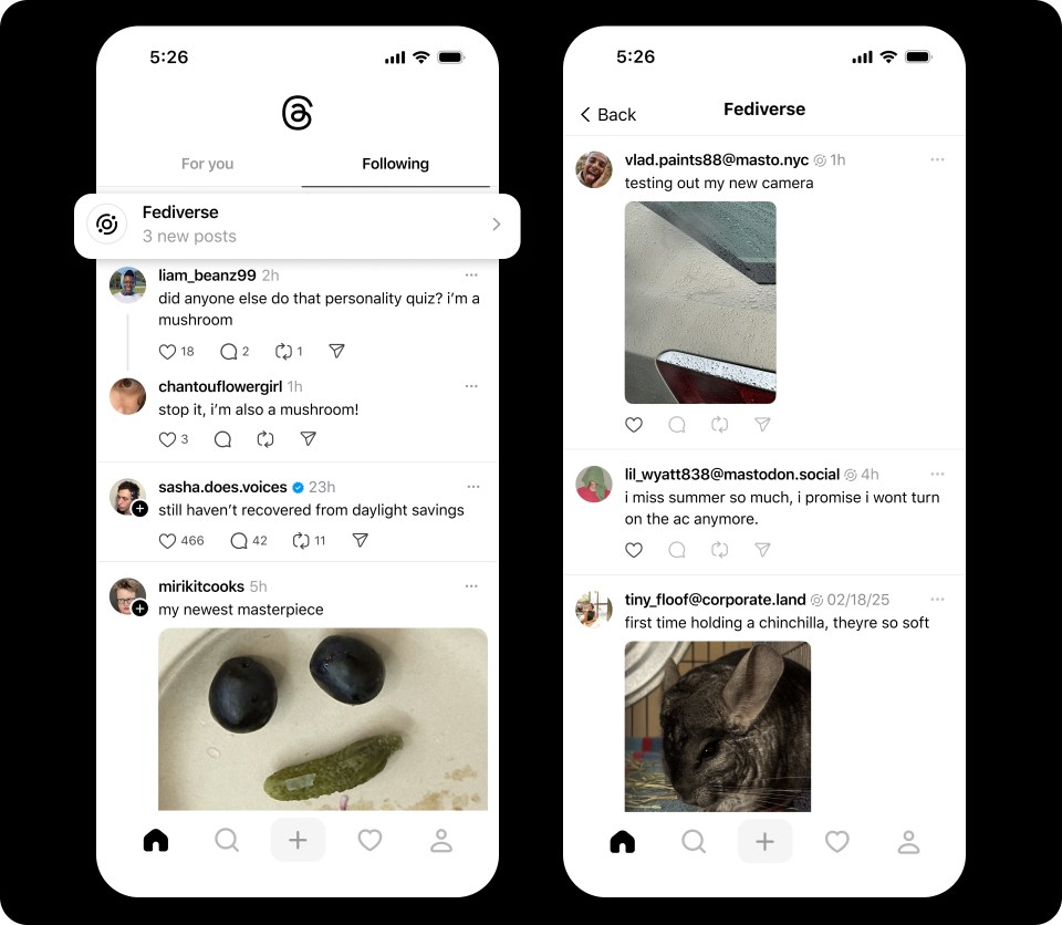 The fediverse feed on Threads