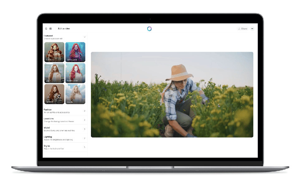 GIF showing video presets on Meta AI web