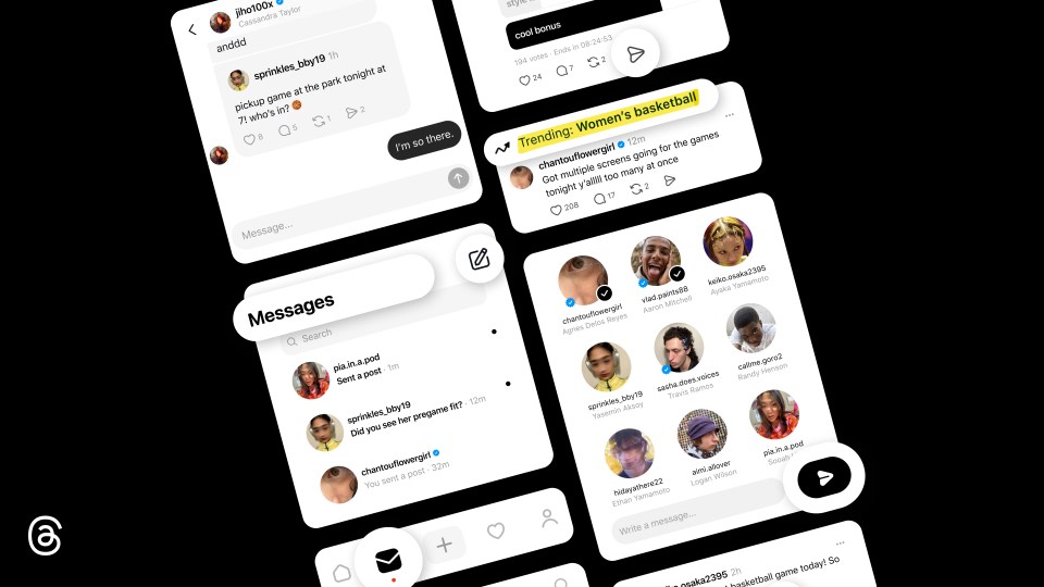 Messaging and highlighter features showcased on Threads