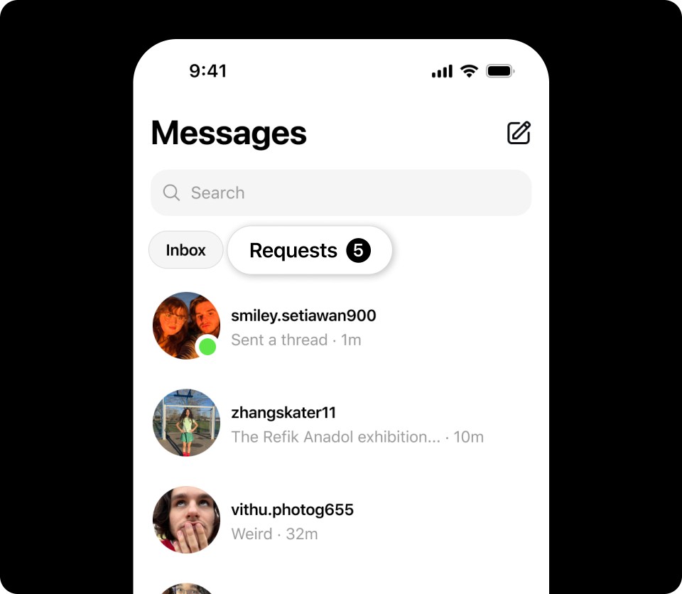 Message requests on Threads