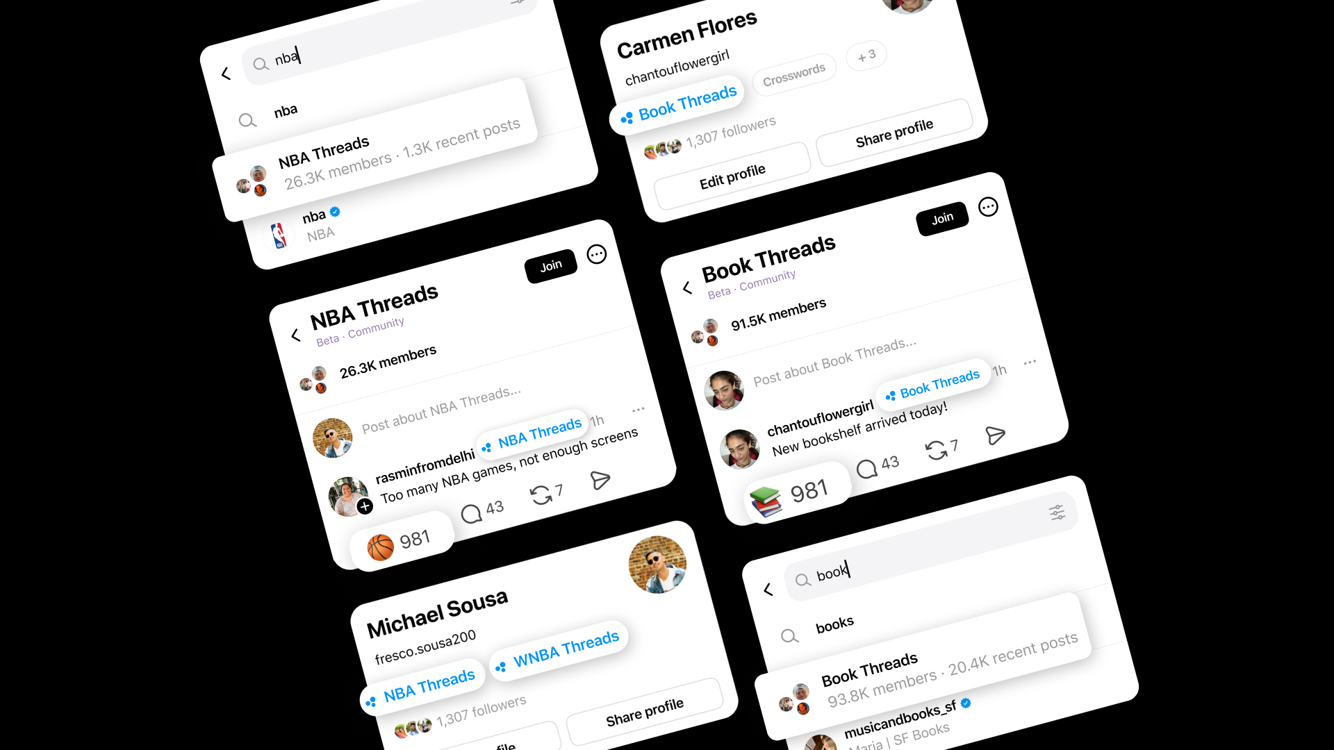 Threads communities interface