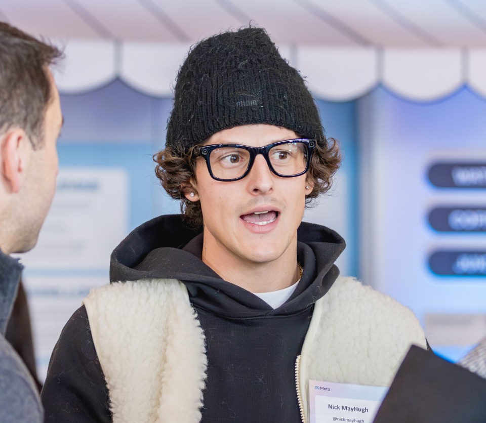 Photo of Nick Mayhugh wearing Meta AI glasses