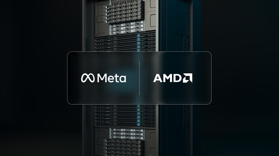 Meta and AMD logos