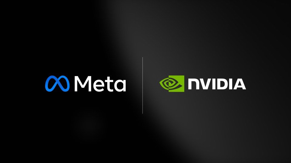 Meta and NVIDIA logos on black background