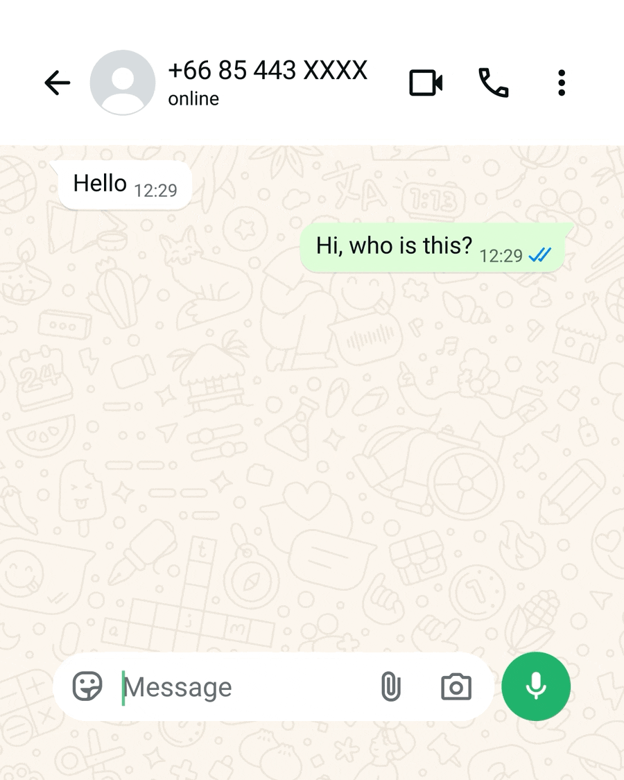 A GIF showing an alert from WhatsApp suggesting a link may be suspicious and to review it.