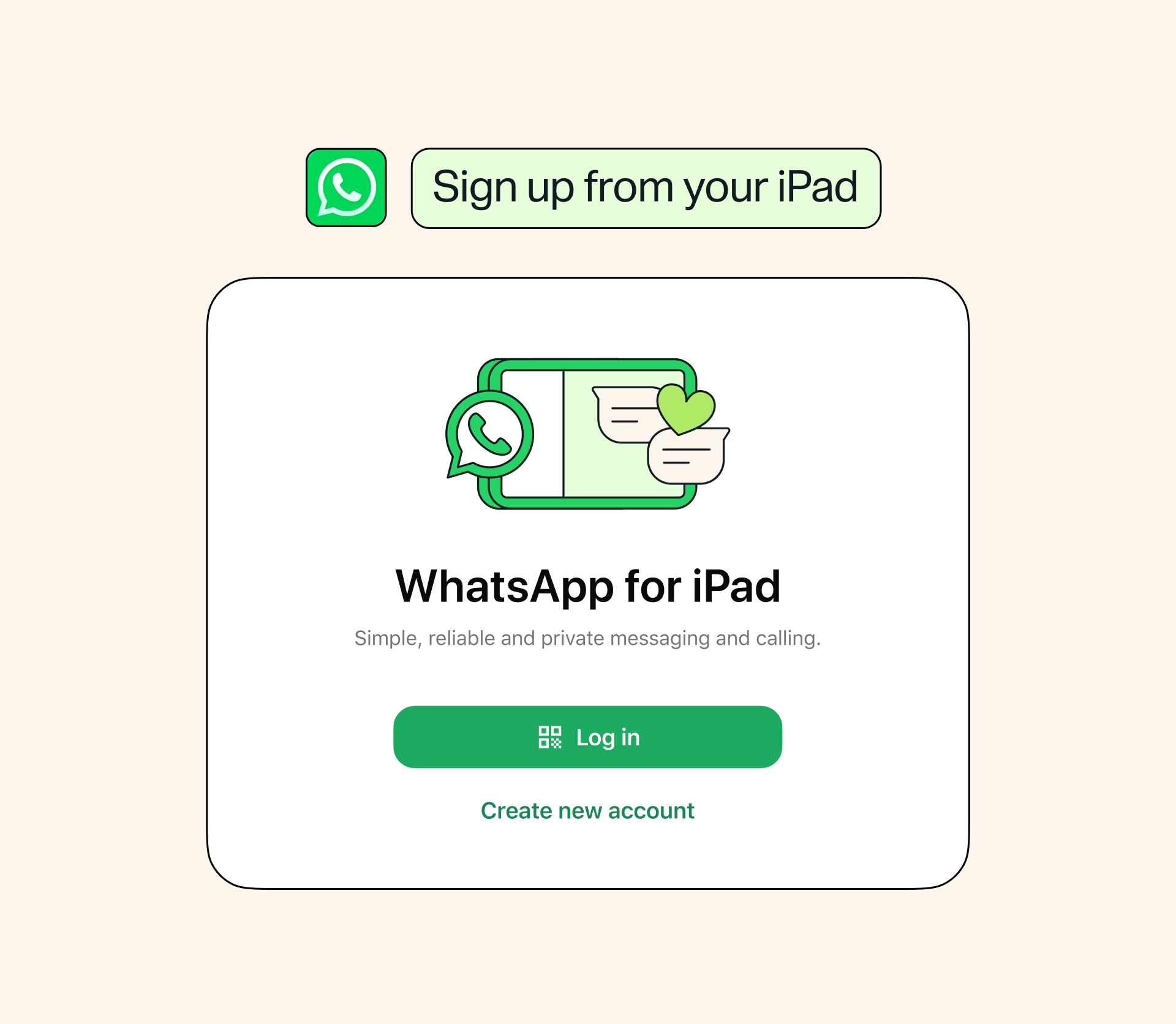 WhatsApp for iPad sign up