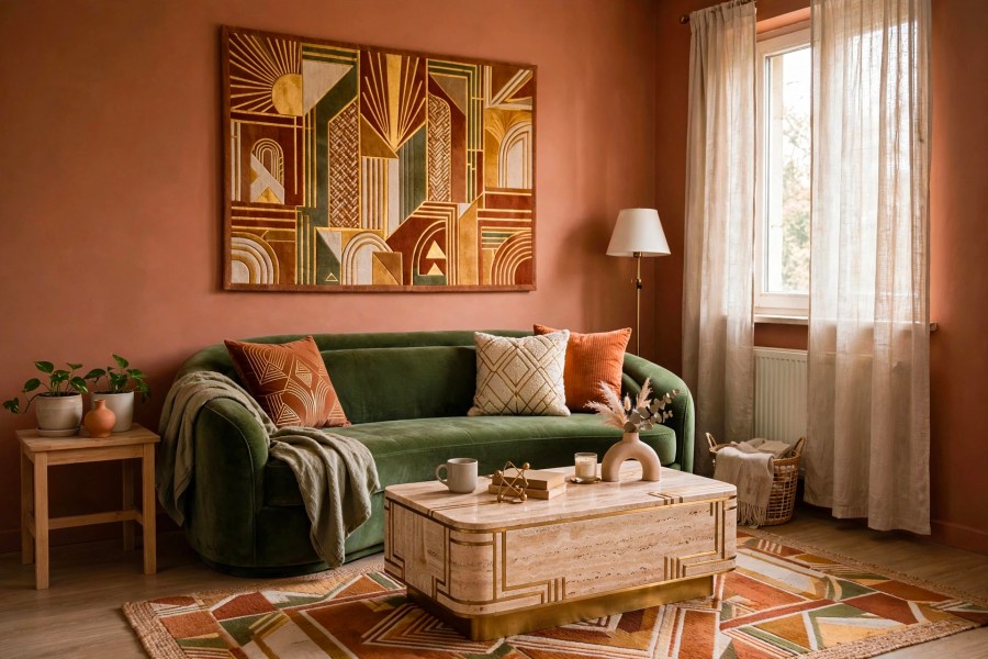 Room with trending furniture and modern decor