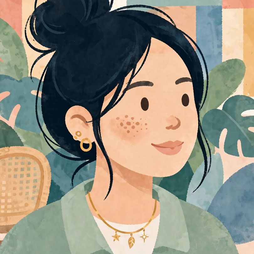 Flat 2D illustration of a person in bright, stylized colors
