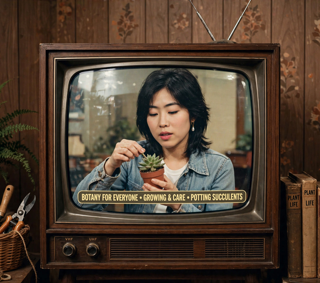 Person appearing on a vintage television set from a past era